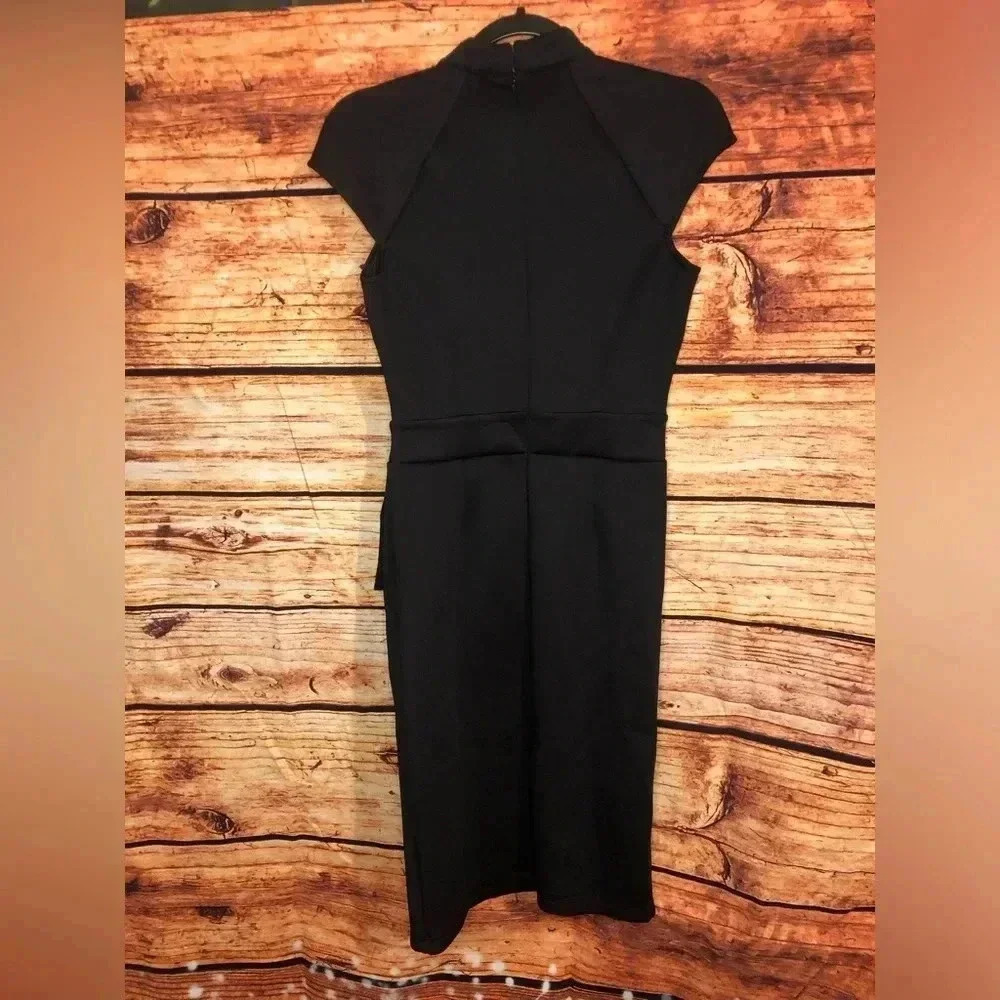 Black Ruffle Cocktail Dress with wrap neck - Picture 11 of 16